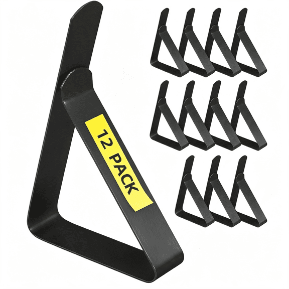 ACDANC 12 Pack Tablecloth Clips,Table Cloth Cover Clamps,Black|Stainless Steel,Heavy Duty Table Cloth Holders,Ideal for Picnics Restaurant Marquees Weddings Graduation Party