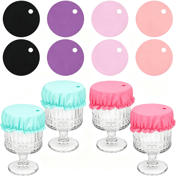 ACDANC 12 Pcs Drink Cover Scrunchie, Drink Covers for Alcohol Protection | Polyester Cup Covers for Women Drinks, Spiking Prevention Drink Protectors for Bars Parties Festivals Travel