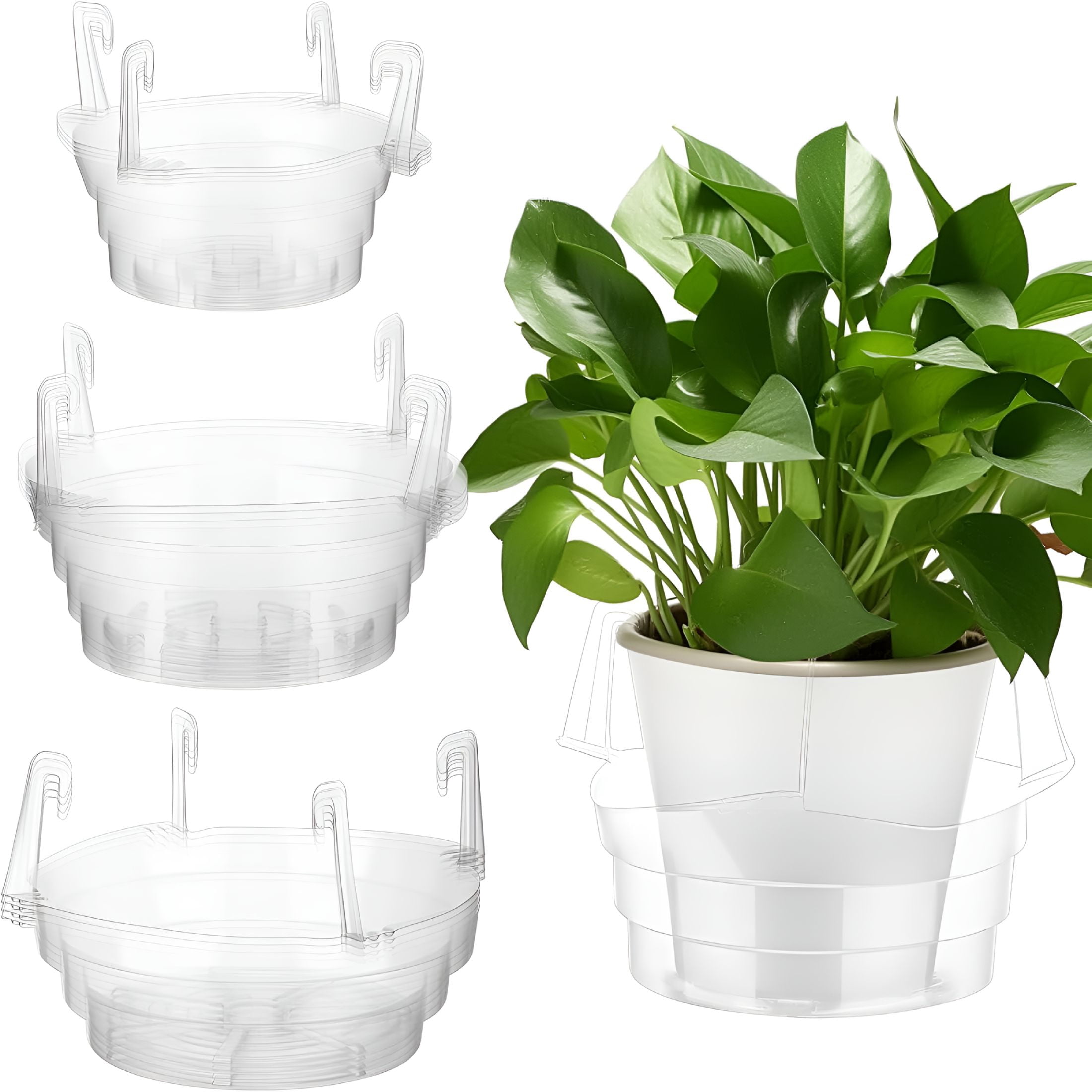 ACDANC 12 Pcs Hanging Plant Water Catcher Tray Includes 4 Pcs 8 10 12 Inch  Each Clear Plastic Plant Saucer Drip Pans for Indoor Outdoor Hanging Basket  Flower Pot - Walmart.com