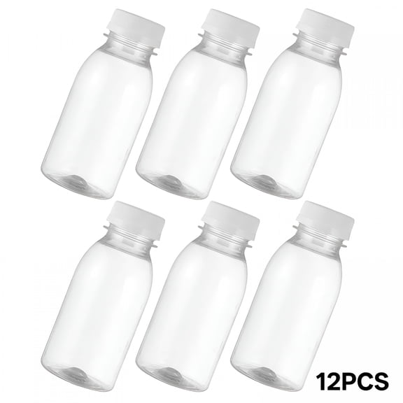 ACDANC 12 Pcs Juice Bottles with Caps Reusable Clear Bottle Empty Milk Bottles Plastic Bottles