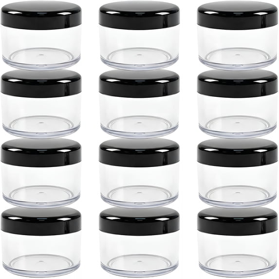 ACDANC 12 Pcs Plastic Container Jars with Lids,15Ml / 0.5Oz Refillable Clear Containers,Leak-Proof Round Sample Pots for Creams,Lotions,Eye Shadow,Lip Balm,Bpa Free