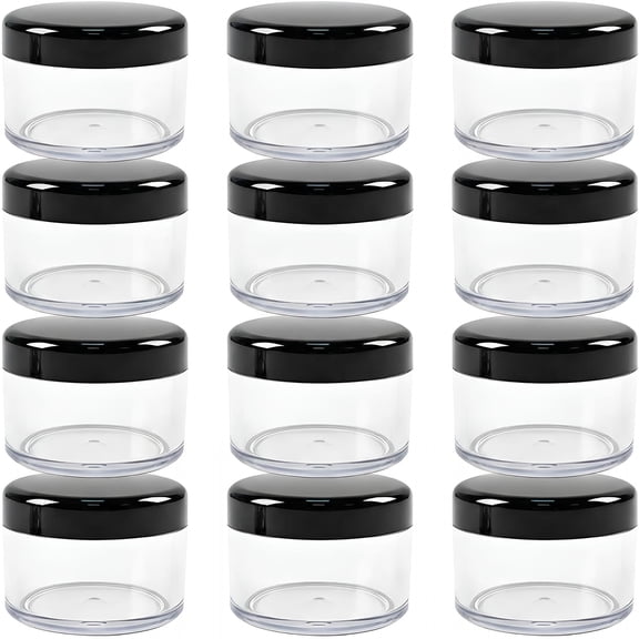 ACDANC 12 Pcs Plastic Container Jars with Lids,15Ml / 0.5Oz Refillable Clear Containers,Leak-Proof Round Sample Pots for Creams,Lotions,Eye Shadow,Lip Balm,Bpa Free