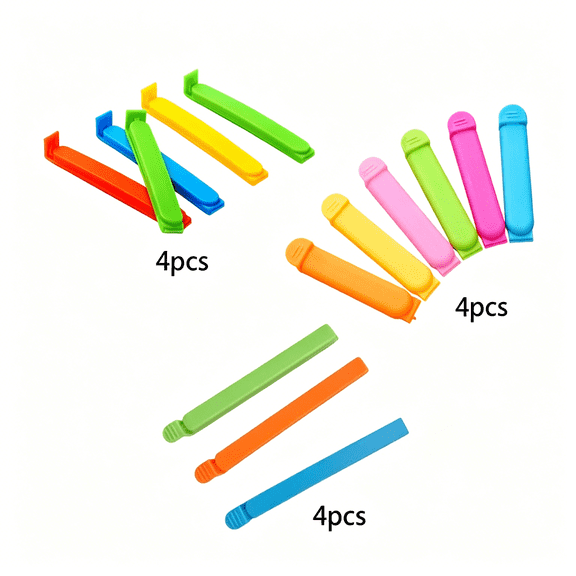 ACDANC 12 Pcs Sealing Clips for Food and Snack Bag Clips for Chips and Other Food Bags (2.75 In,4.33 In,6.29 In)