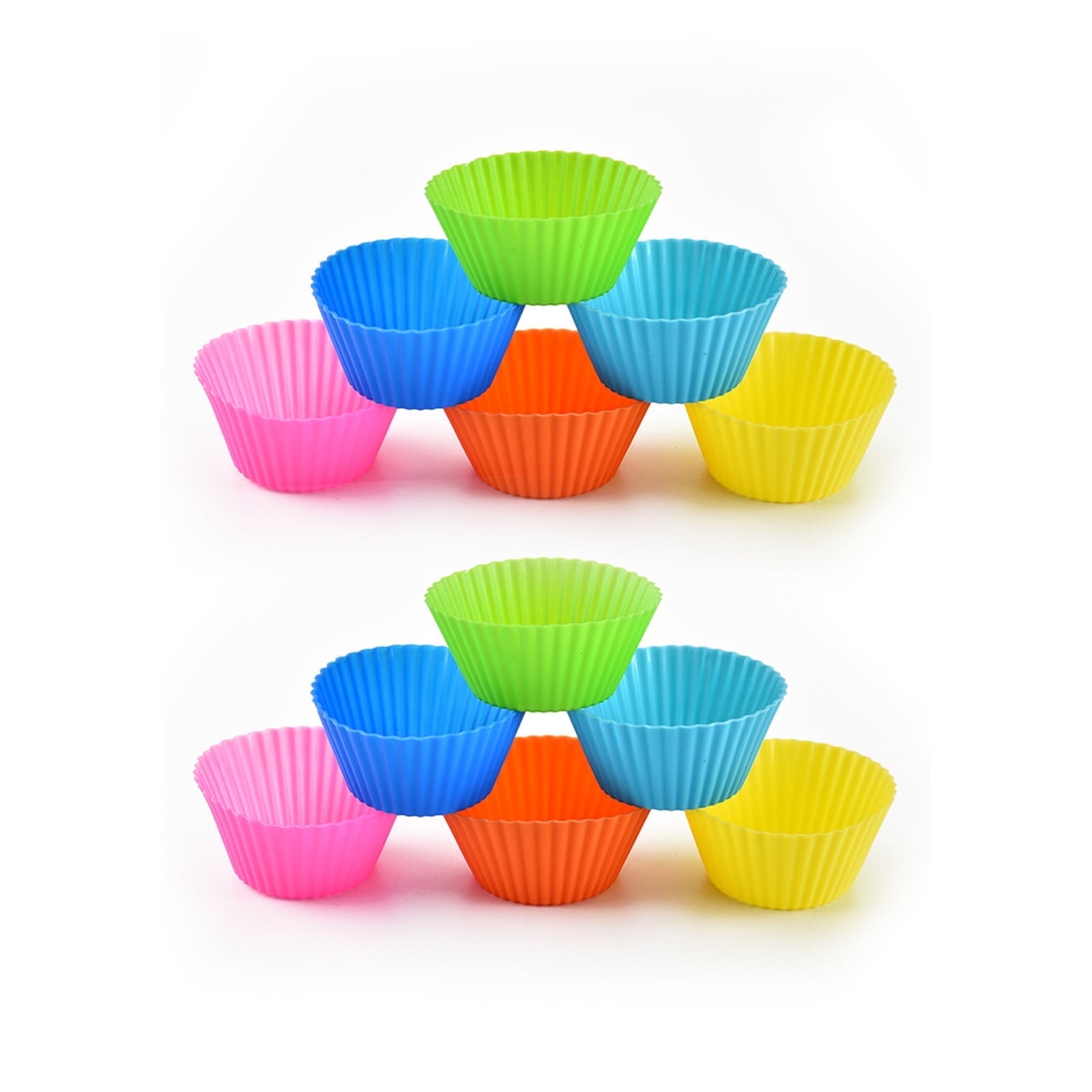 ACDANC 12 Pcs Silicone Muffin Cups,7cm Non-Stick Reusable Cupcake Liners,Food-Grade Heat-Resistant Baking Molds