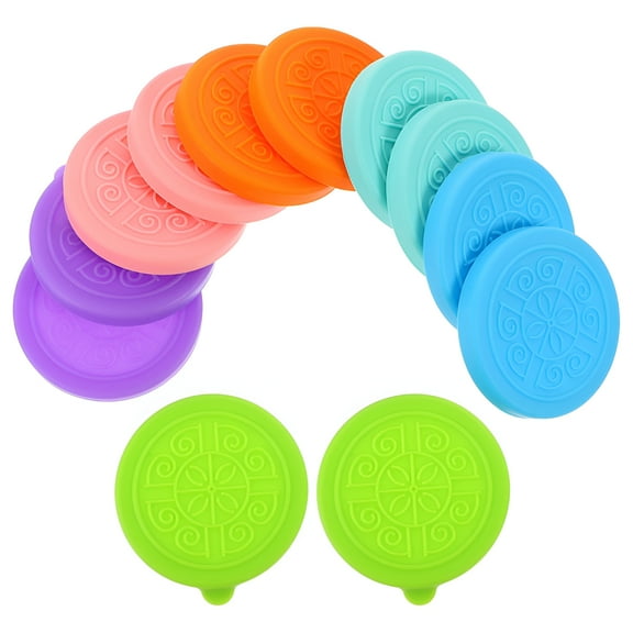 ACDANC 12 Pcs Silicone Yogurt Jar Lids, 2.36 Inch Round Reusable Covers for 5.5cm Glass Containers, Dipping Sauce Cup Lids