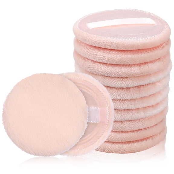 ACDANC 12 Pieces Round Velour Face Makeup Powder Pad, Powder Pads, 2.36 Inch Setting Makeup Puff, Soft Face Compact Powder-Pad with Ribbon, Puff Pads for Loose-Powder, Setting-Powder