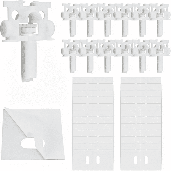 ACDANC 12 Sets White Vertical Blind Repair Kit with Stem,Gear&Pulley Head,+ 25Pcs Clear Blind Repair Tabs,Replacement Parts for Curtain Accessories Complete Set Vertical Blind Repair Tabs