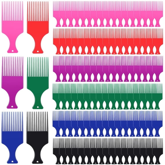 ACDANC 120 Pcs Hair Pick Bulk Afro Pick Comb Wide Tooth Hair Picks for Curly Thick and Natural Hairs, Plastic Detangling Comb for Volume, Wigs, and Beards Salon Supplies(Colorful)