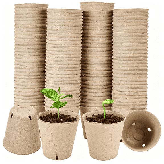ACDANC 126 Packs 3.15In Peat Pots with Drainage Holes,Biodegradable Seed Starter Pots,Round Seedling Tray for Germination,Nursery Plant