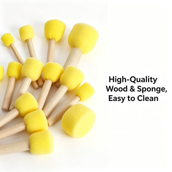 ACDANC 12Pcs 4 Sizes Round Paint Foam Sponge Brush Set Painting Tools Sponge Stippler Set for Painting Crafts and Diy