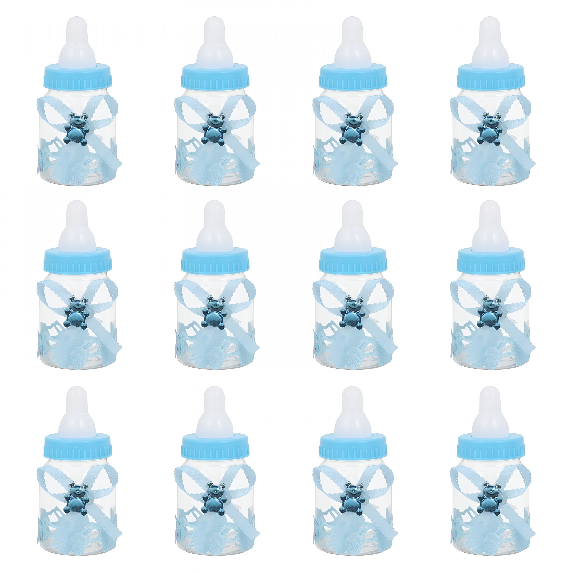 ACDANC 12Pcs Bottle Shower Favor Blue Candy Bottle Shower Supplies Boy Girl Newborn Baptism Christening Birthday Party Decor