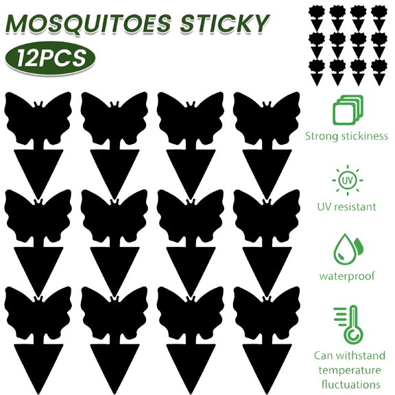 ACDANC 12Pcs Fly Sticky Trap Strong-Adhesive Fruit Fly Sticky Board Natural Safe Fungus Gnat Traps Waterproof Plant Sticky Paper for Orchards Vegetable Patches Greenhouses Potted Plants