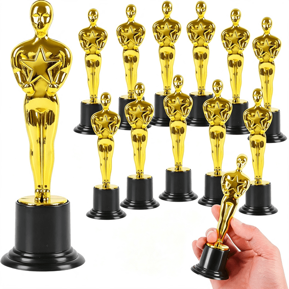 ACDANC 12Pcs Gold Award Trophy,6In Award Statues Gold Award Statues for School Award,Game Prize,Party Prize and Appreciation Gift School Award Trophy