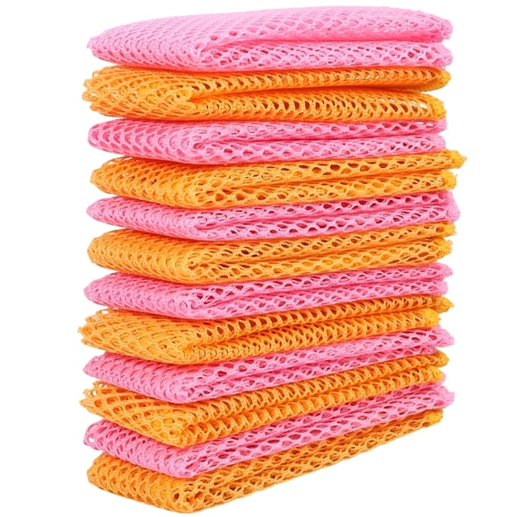ACDANC 12Pcs Mesh Dish Scrubber Cloth, 11.8 by 11.8 Inches Dish Washing Net Cloths, No Odor Quick Dry Polyester Scouring Pads, Ultra Non-Scratch Dish Rags, Mesh Net for Washing Dishes