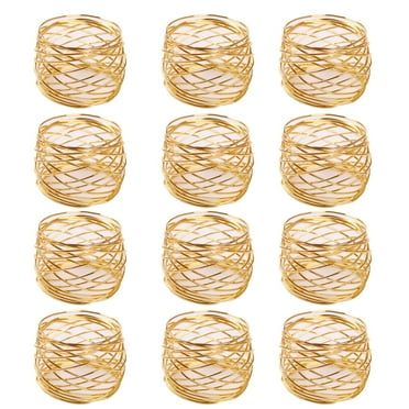 ACDANC 12Pcs Napkin Rings,Intricate Gold Mesh Napkin Rings,Curved Napkin Rings for Table Setting,Gold