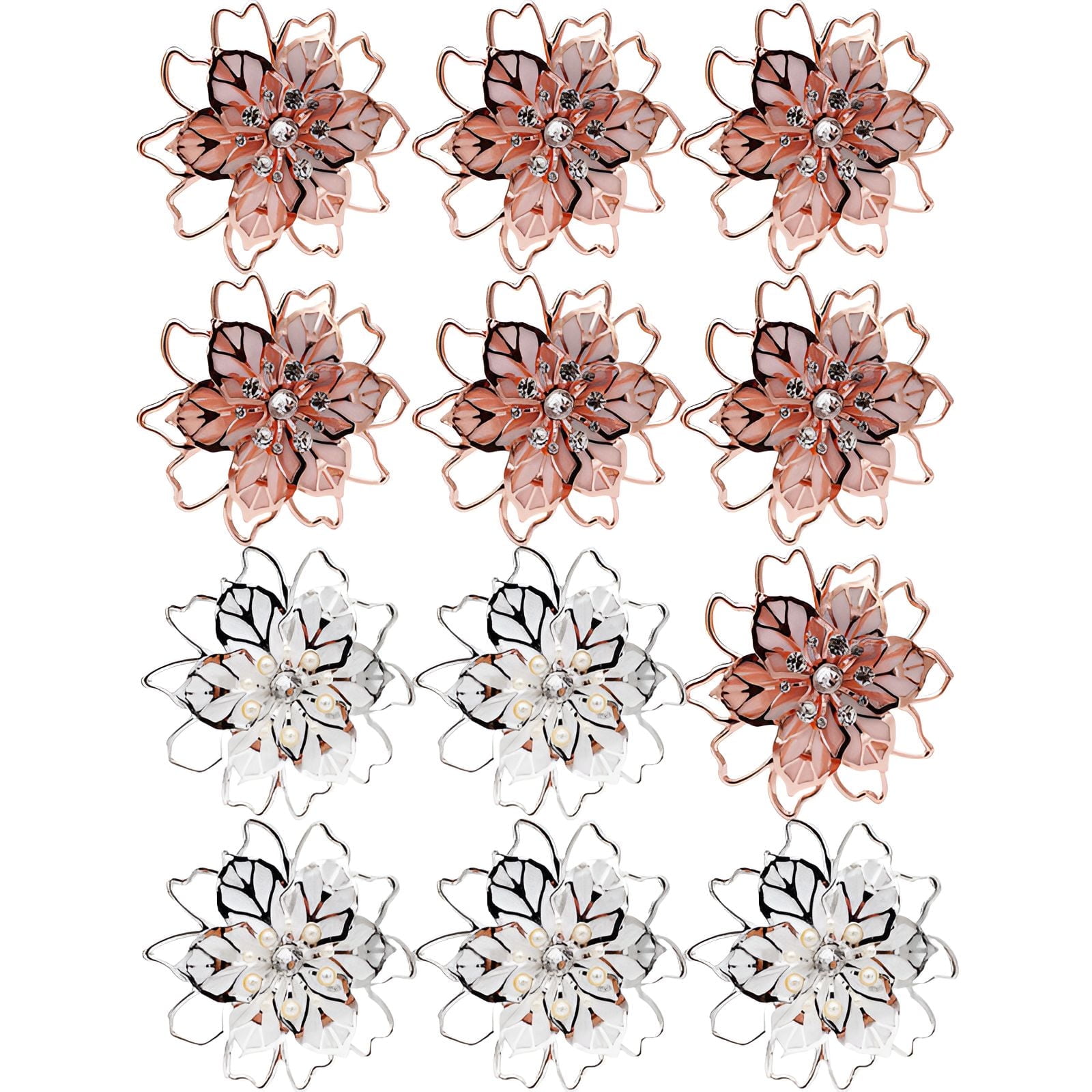 ACDANC 12Pcs Napkin Rings,Mesh Flower Serviette Rings,Simple Elegance ...