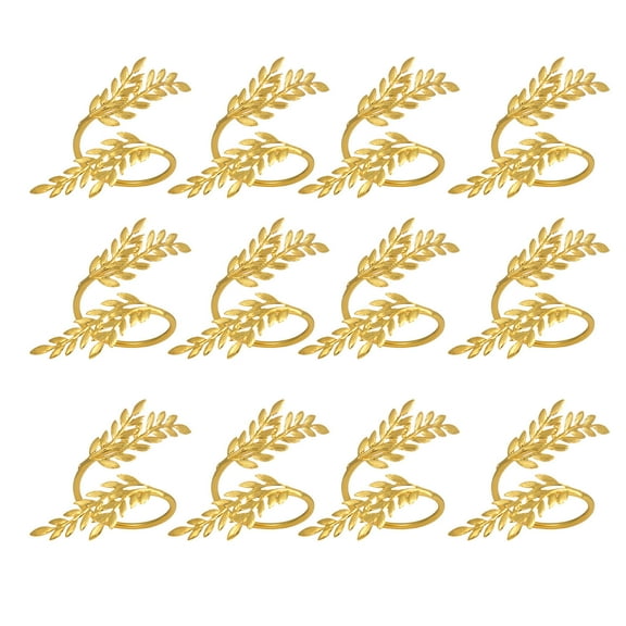 ACDANC 12Pcs Napkin Rings,Unique Curved Napkin Rings for a Touch,Sturdy Metal Napkin Ring,Classic Gold Napkin Rings