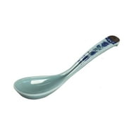 ACDANC 12Pcs Soup Spoons Melamine Resin Construction Ceramic Spoon Smooth Edges Asian Spoon Eye Green Blue and White