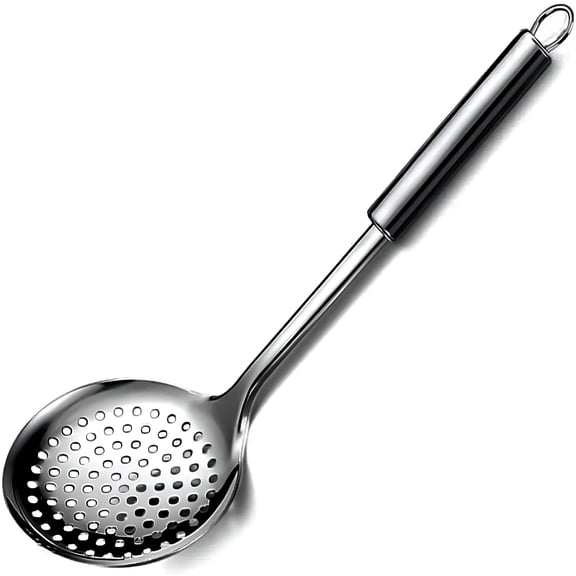 BPPEG 13.2" Stainless Steel Cooking Skimmer Spoon Metal Slotted Spoon for Straining,Ideal for Frying,Skimmer Ladle Spoons Kitchen Utensils Fryer Scoop