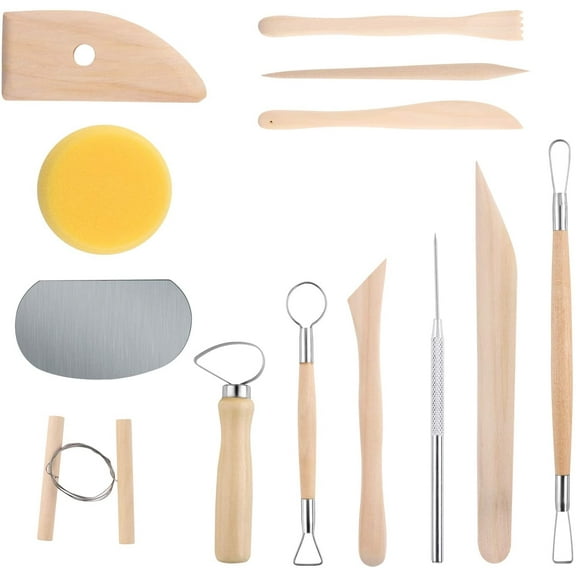 ACDANC 13 Pcs Pottery Tools Air Dry Clay Tools Potters Wheel for Adults Clay Tools Pottery Sculpting Tools Set Ceramic Clay Modeling Tool Kit for Pottery Ceramics Sculpture,Carving,Scraper