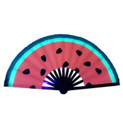 ACDANC 13Inch Uv Glow Large Bamboo Folding Clack Hand Fan for Men/Women,Handheld Fan Decorative Folding Fans for Edm,Music Festival,Club,Event,Party,Dance,Performance,Decoration,Gift