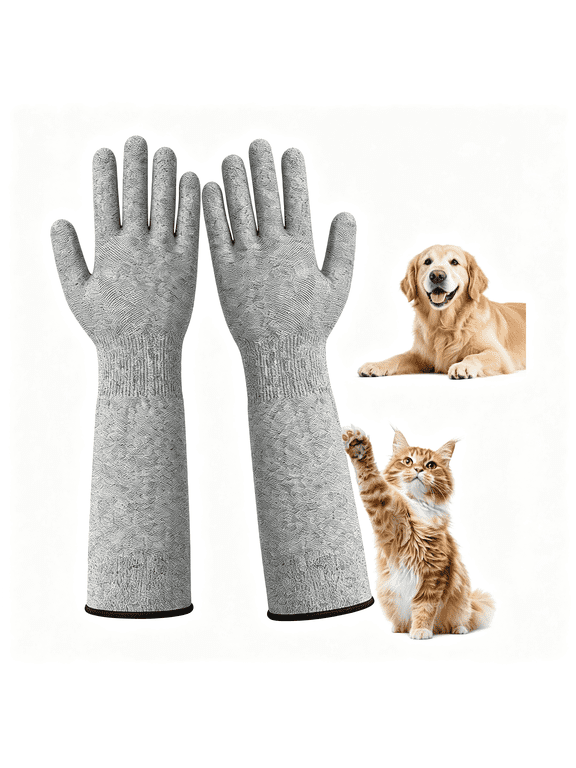 15.7In Kevlar Anti-Bite Anti-Scratch Gloves,Flexible Arm Protection for Cat Grooming Nail Trimming Cat Gloves Bite Proof