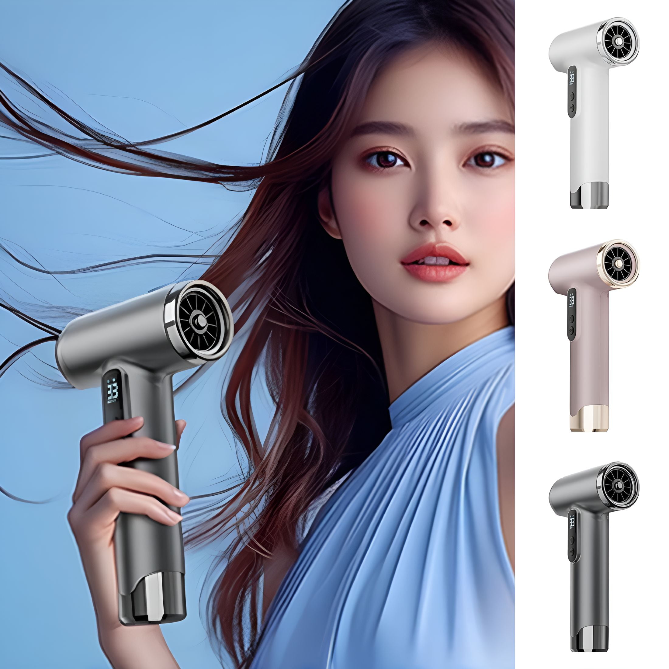 ACDANC 15000mAh Rechargeable Battery Hair Dryer with USB Charging, 200W Power, 3 Adjustable Cold & Hot Wind Modes, Portable for Travel and Camping (White)