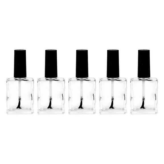 ACDANC 15ml Empty Nail Polish Bottle with Brush Inside, Clear Nail Polish Container Bottles (5pcs/pack)