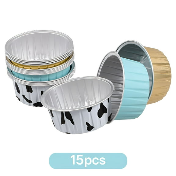 ACDANC 15pcs Aluminum Foil Baking Pans Baking Small Dessert Cups Muffin Cake Tins