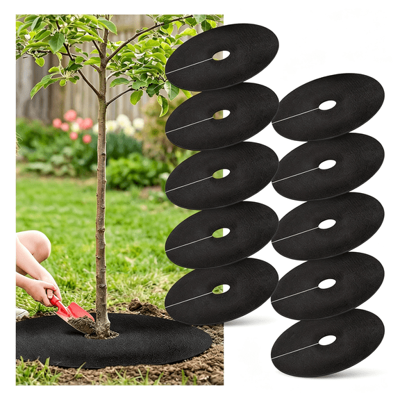 ACDANC 16.5" Non-Woven Tree Mulch Ring-10 Pack,Weed Barrier Mat,Degradable Tree Mulch Used to Inhibit Weed Growth and Landscape Weed Control Plant Root Protection