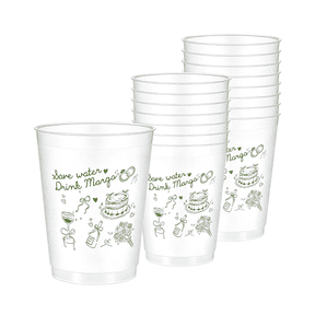 ACDANC 16 Bachelorette Party Cups Margarita and Matrimony Clear Frosted Plastic Cute Bach Party Drinkware Reusable Cups Supplies Bridal Shower Favors Engagement Decorations Gift(16Oz,Green Margs)