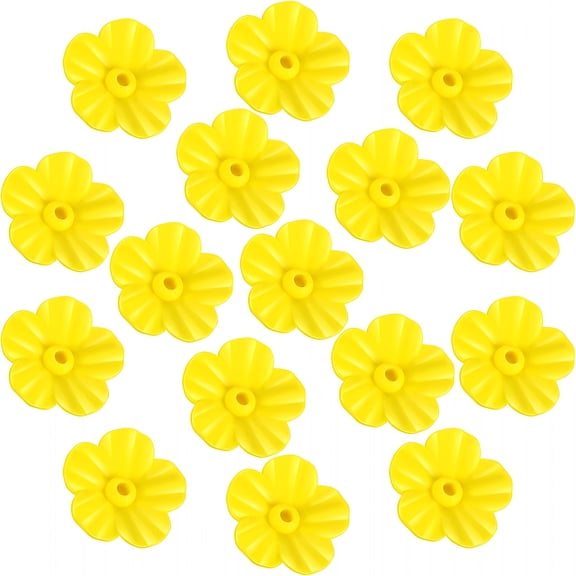 ACDANC 16 Pieces Hummingbird Feeders Replacement Flowers,Feeding Ports Pet Bird Feeder Replacement Parts Bee Guards for Outdoors Hanging Hummingbird Feeder,Fit in 7 Mm/0.28"Holes (Yellow)