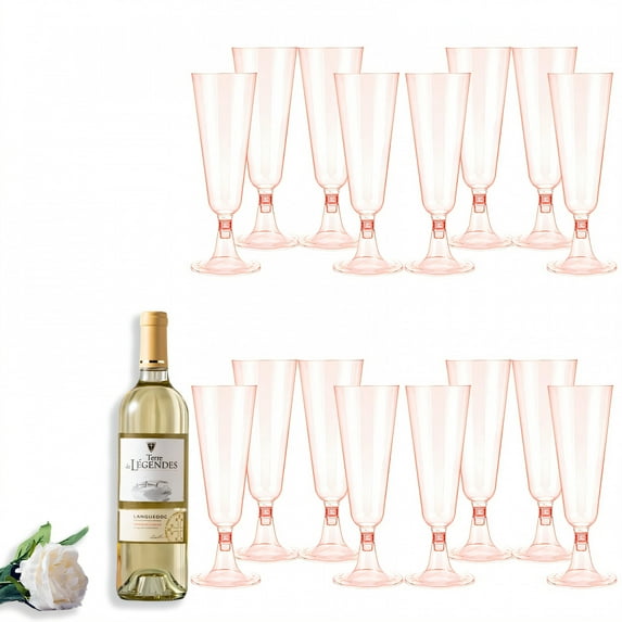 ACDANC 16Pcs Champagne Flutes Plastic 5 oz Shock-Resistant Martini Glasses Party Decoration Essential Champagne Flutes Style4