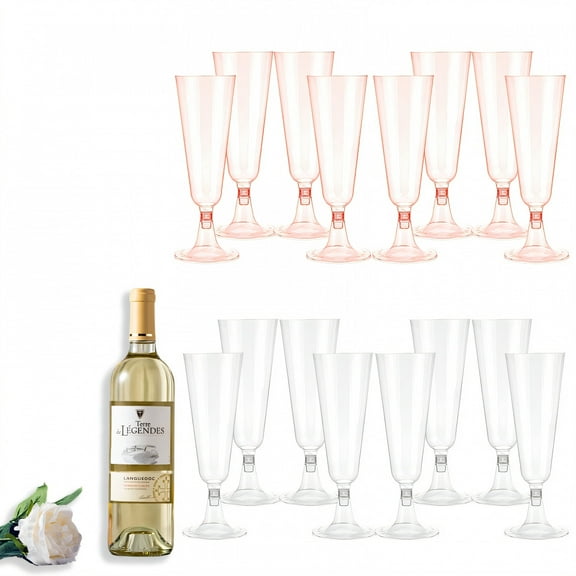 ACDANC 16Pcs Champagne Flutes Plastic 5 oz Ultra-Clear Finish Cocktail Cups Party Decoration Essential Martini Glasses Plastic Disposable Style1