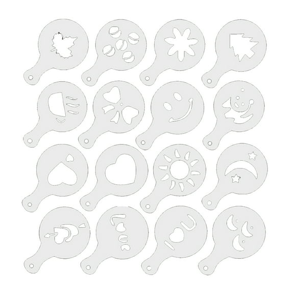 ACDANC 16Pcs Coffee Stencils,DIY Cappuccino Molds,Home and Caf,Coffee Stencil Set,Barista Coffee Art Stencils