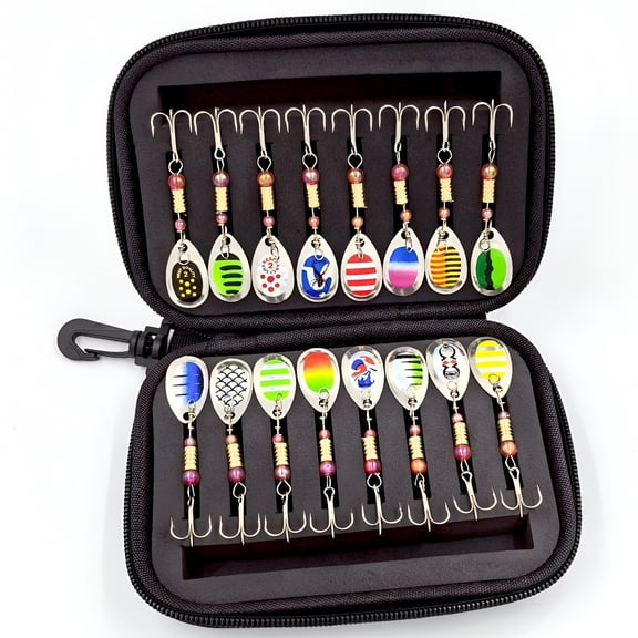 ACDANC 16Pcs Fishing Metal Spinner Lures Hard Metal Spinner Baits Kit with A Box