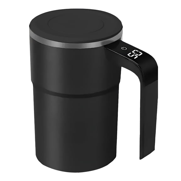 ACDANC 16oz Electric Coffee Cup with Auto Stir & Keep Warm, Smart Heated Travel Mug with Digital Display, USB Rechargeable Self Stirring Mug with Spill-Proof Lid for Office Desk Car