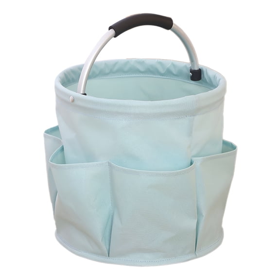 ACDANC 17L Cleaning Caddy with Handle, 4.5 Gallon Cleaning Supply Caddy, Foldable Organizer with 6 Pockets, for Tools, Towels, and Outdoor Or Bathroom Storage (Sky Blue)
