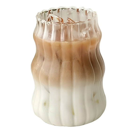 ACDANC 18 Oz Ribbed Fluted Iced Coffee Glass