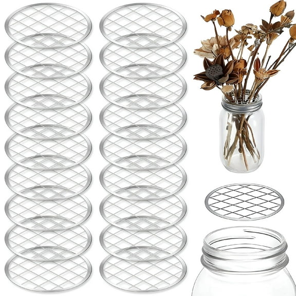 ACDANC 18Pcs Metal Flower Frog Lids 2.75"es for Regular Mouth Canning Jars Floral Vases
