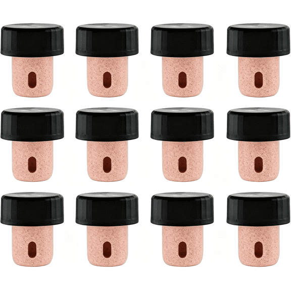 ACDANC 19.5Mm Synthetic Bar Top Pourer Corks with Black Caps,Pack of 12 - Integrated Pour Spout for Oils & Vinegars Liquor Pour Spout