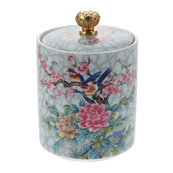 ACDANC 1Pc Ceramic Tea Canister Loose Tea Jar Enamel Storage Can Porcelain Container