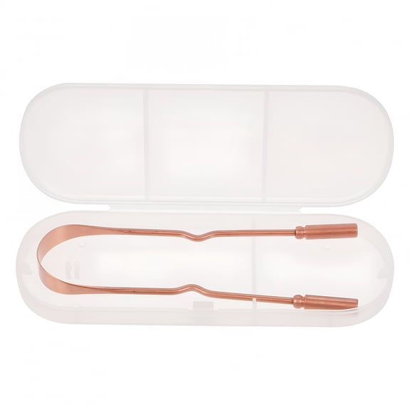 ACDANC 1Pc Copper Tongue Cleaner Practical Tongue Scraper Cleaning Tool with Box (Golden)