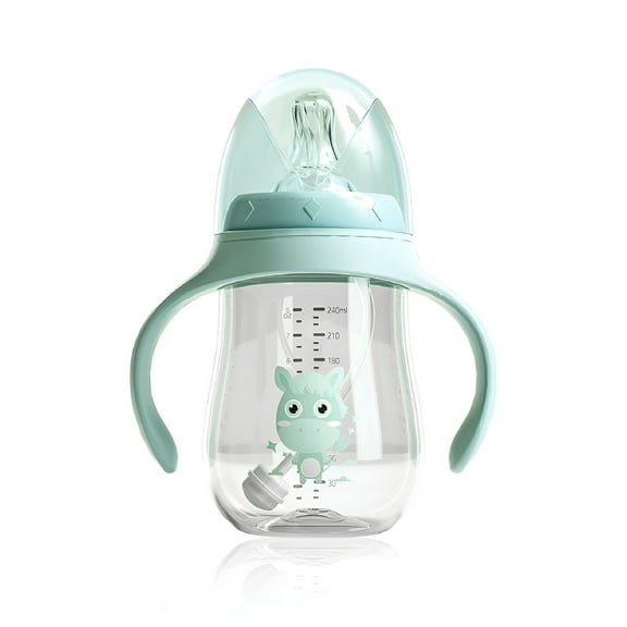 ACDANC 1Pc Handheld Baby Bottle 0-6 Month Newborn Self-Feeding Cups Training Infant Juice Milk Drinking with Smart Spout Travel Gifts 180ML, Green