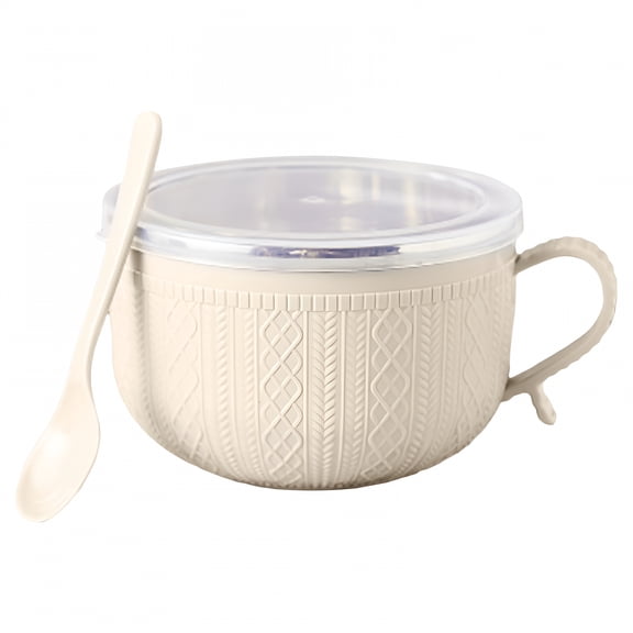 ACDANC 1Pc Mug Meals with Lids,Soup Mugs with Handles and Lids for Coffee,Stews,Ideal Christmas,Holiday Winter,Beige