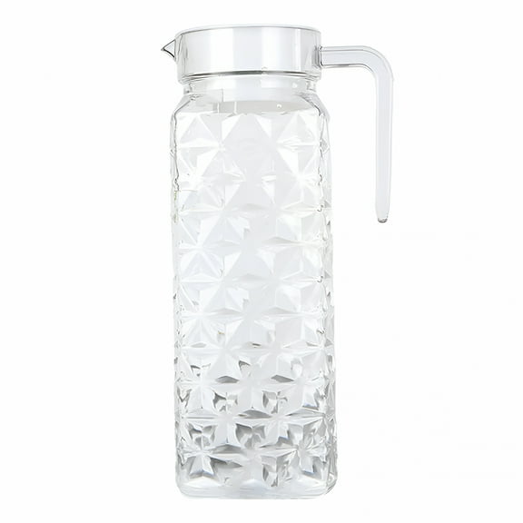 ACDANC 1Pcs Glass Juice Containers with Lids Glass Pitcher with Handle and Spout for Fridge Small Water Orange Juice Iced Tea Pitcher Clear Fridge Containers Milk Jug Jar Carafe for Home