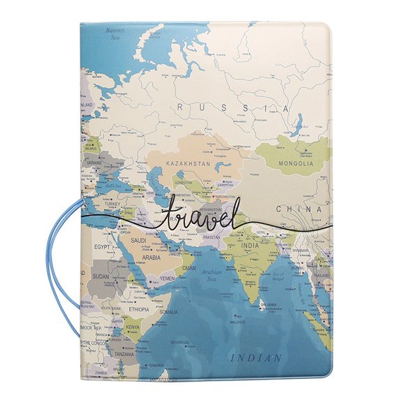 ACDANC 1Pcs Imitation Leather Passport Holder Cover Case Map Pattern Moccasin 100X4Mm