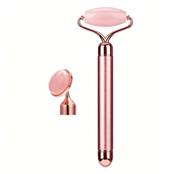 ACDANC 2 in 1 Vibrating Jade Facial Massager Roller, Electric Rose Quartz Eye Face Roller to Press Skin Cream Oil for Anti-Aging Reducing Wrinkles and Glowing Youthful Skin Tone