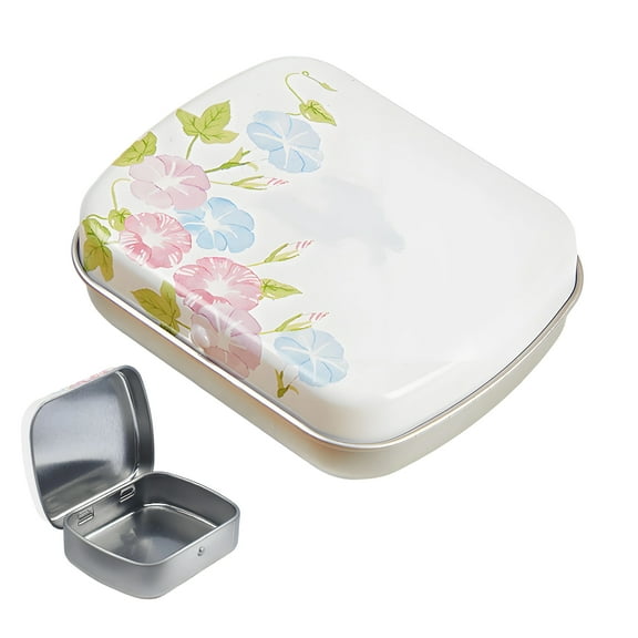 ACDANC 2.36 in x 1.77 in x 0.59 in Mini Metal Tin Containers with Lids,Floral Design, Small Storage Box for Jewelry, Office Supplies, and Gifts