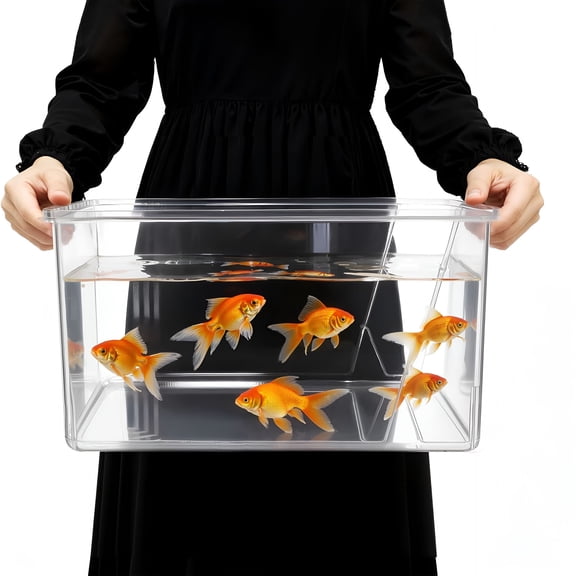 ACDANC 2.5 Gallon Square Plastic Fish Tank, Shatterproof Large Bowl for Betta & Small Fish, Clear Acrylic Terrarium & Flower Vase Centerpiece